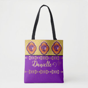 Pretty Fairy Purple and Gold Custom Tote Bag