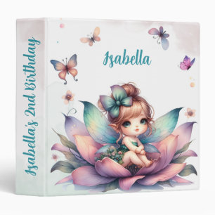 Pretty fairy sitting inside flower photo album binder
