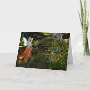 Pretty Fairy sitting on a Mushroom Greeting Card 2