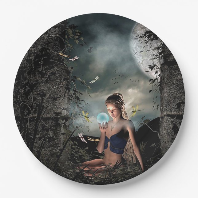 Pretty Fairy Tale Full Moon Crystal Ball Plates (Front)