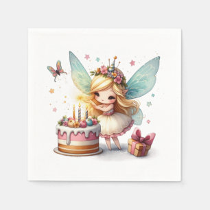 Pretty Fairy With Birthday Cake Napkin