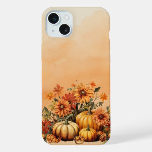 PRETTY FALL AUTUMN YELLOW & ORANGE PUMPKINS iPhone 15 PLUS CASE