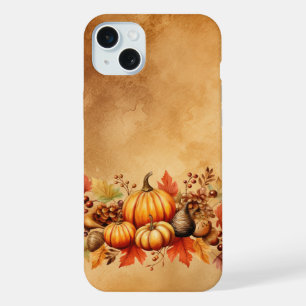 PRETTY FALL AUTUMN YELLOW & ORANGE PUMPKINS iPhone 15 PLUS CASE