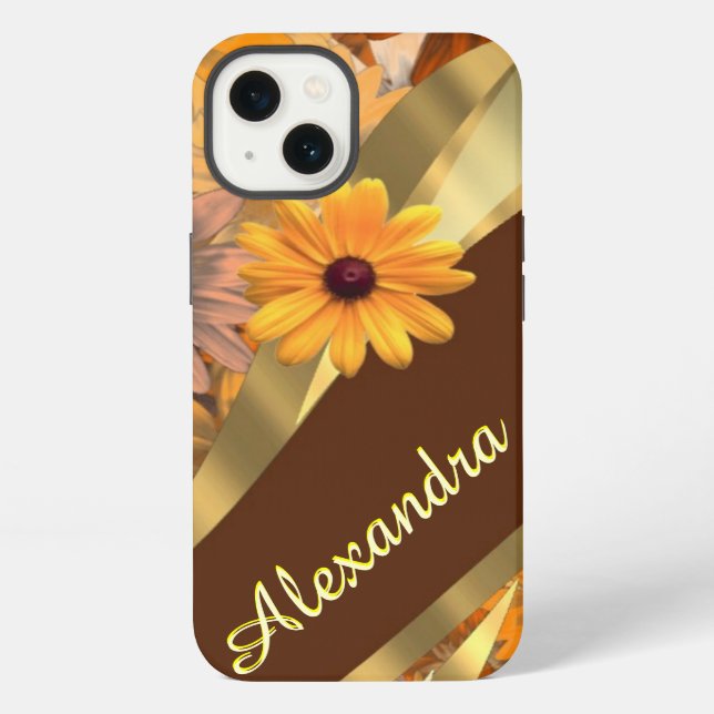 Pretty fall coloured floral personalized pattern iPhone case (Back)