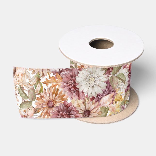 Pretty Fall Floral Satin Ribbon (Spool)