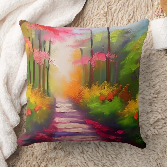  Pretty Fall Hiking Trails in Autumn Throw Pillow (Blanket)