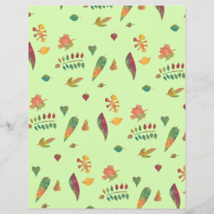 Pretty Fall Leaves on Yellow Green Scrapbook Paper