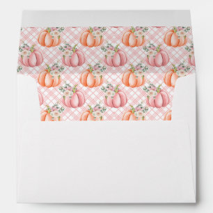 Pretty Fall Pink and Orange Watercolor Pumpkin Envelope
