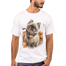 PRETTY FALL THEMED HIMALAYAN CAT WITH PUMPKINS