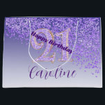 Pretty Falling Purple Glitter 21st Birthday Large Gift Bag<br><div class="desc">An elegant purple glitter falling on the side of a purple gradient background. Unique purple glitter 21.

Contact me if you need help with the design on Zazzle chatroom,  thank you.</div>