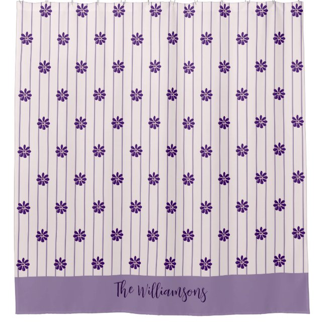 Pretty Family Name Blush & Violet Stripes, Flowers (Front)