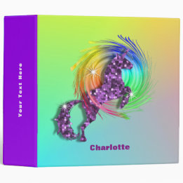 Pretty Fantasy Rainbow Unicorn Personalized Binder