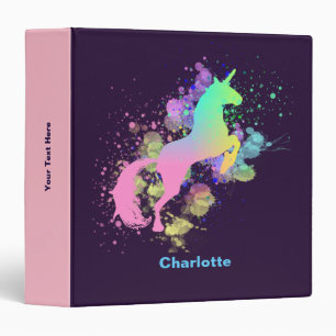 Pretty Fantasy Rainbow Unicorn Personalized Binder