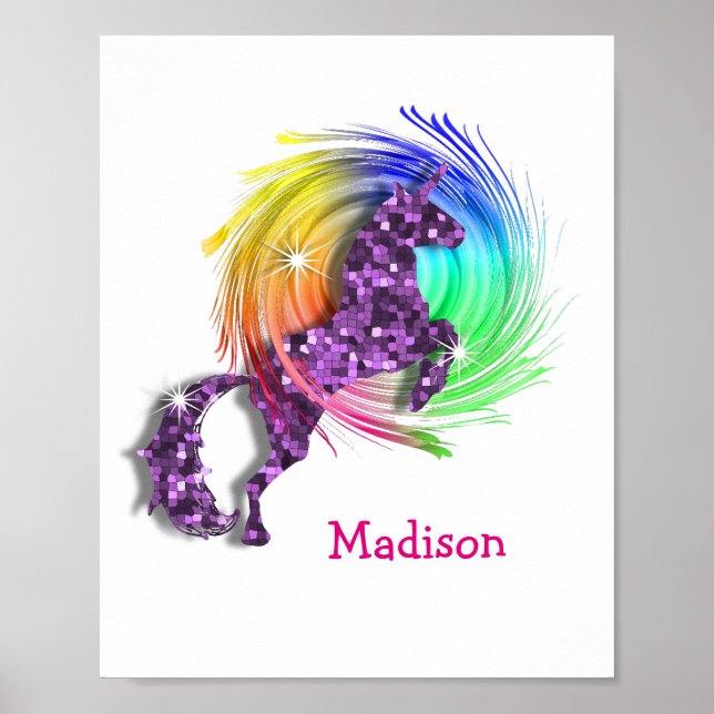 Pretty Fantasy Rainbow Unicorn Personalized Print (Front)