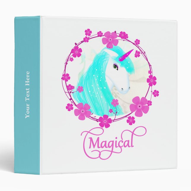 Pretty Fantasy Unicorn Personalized Binder (Front/Spine)
