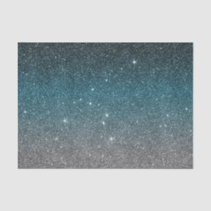 Pretty Faux Glitter Gradient in Black, Blue, White Tissue Paper
