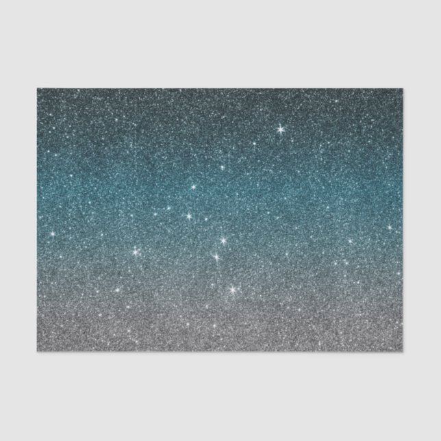 Pretty Faux Glitter Gradient in Black, Blue, White Tissue Paper (Front)