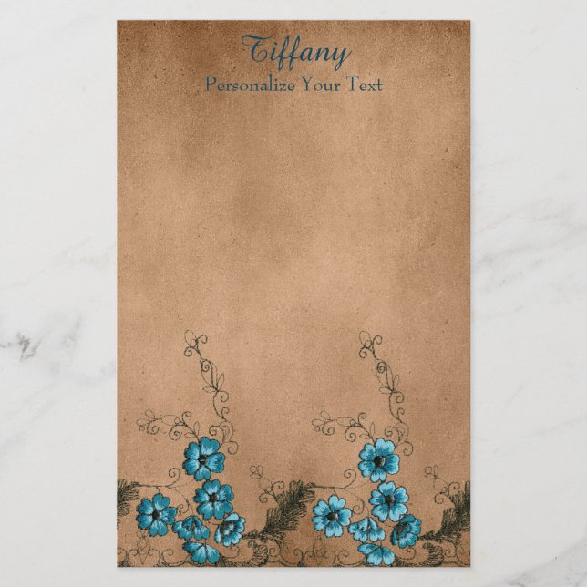 Pretty Faux Lace Floral Stationery (Front)