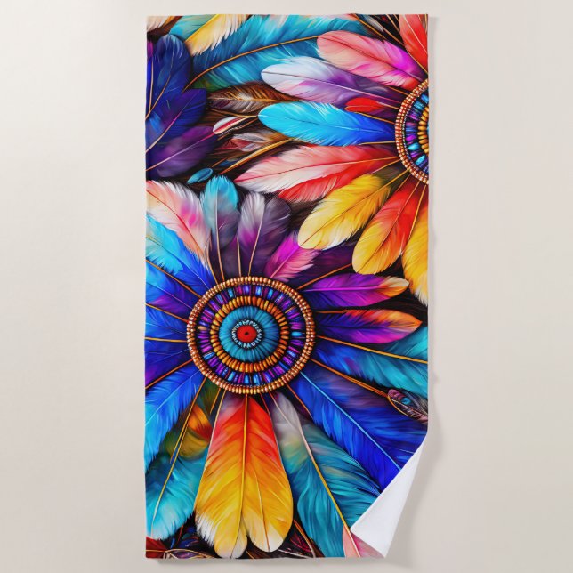 Pretty Feathers Beach Towel (Front)