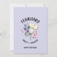 Pretty FEBRUARY Birth Month Flower Birthday Card