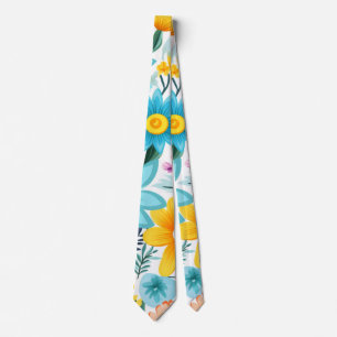 Pretty Feminine Black Floral Pattern Tie