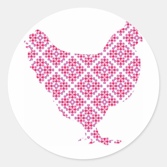 Pretty feminine chicken classic round sticker (Front)