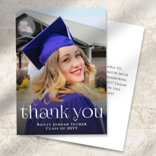Pretty Feminine Graduation Full-Photo Thank You Card