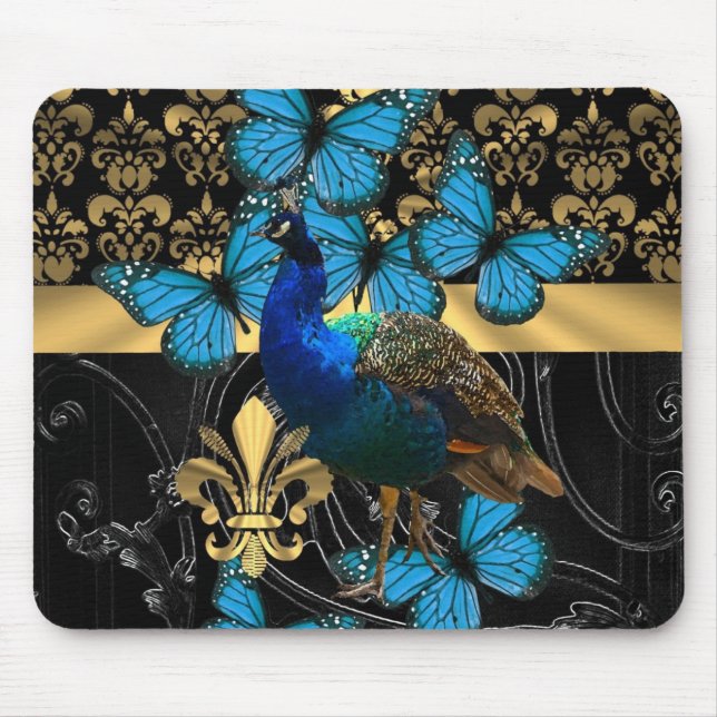 Pretty feminine peacock design mouse pad (Front)