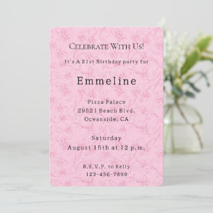 Pretty feminine pink floral birthday invitation