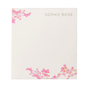 Pretty Feminine Pink Floral Notepad