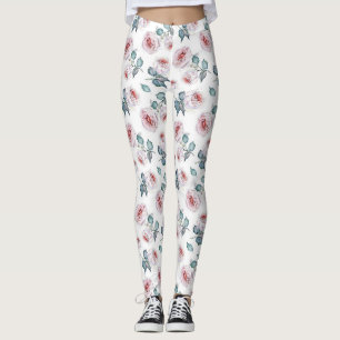 Pretty Feminine Soft Pink Roses Pattern  Leggings