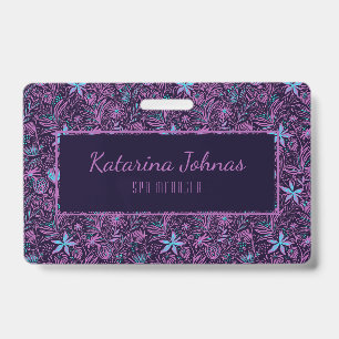 Pretty Feminine Tropical Floral Spa Style Mini Bus Badge