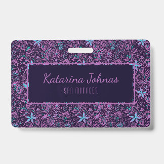 Pretty Feminine Tropical Floral Spa Style Mini Bus Badge