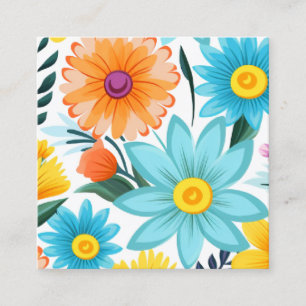 Pretty Feminine White Floral Pattern Square Business Card