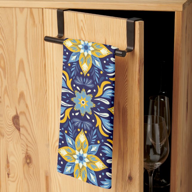 Pretty Festive Christmas Pattern Kitchen Towel (Thirds Fold)