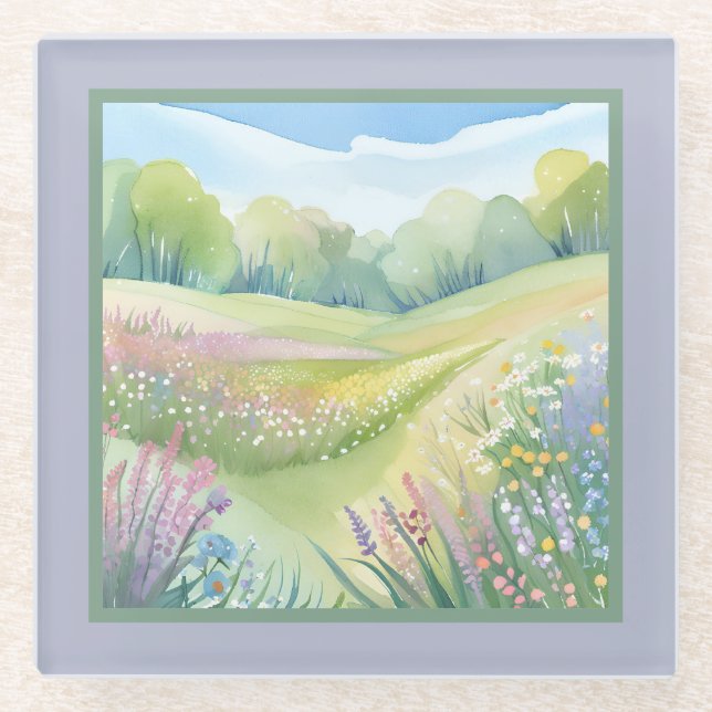 Pretty Field Glass Coaster (Front)