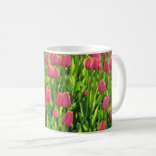 Pretty Field of Pink Tulips Coffee Mug