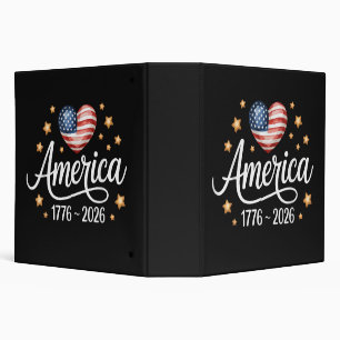 Pretty Flag Heart 1776-2026 July 4th 250th  Binder