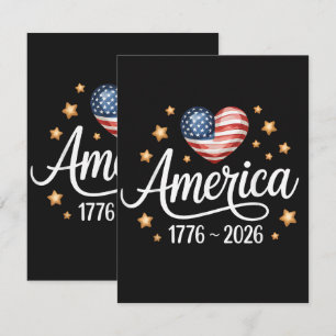Pretty Flag Heart 1776-2026 July 4th 250th  Card