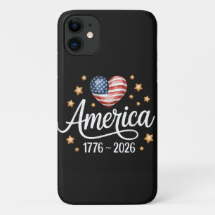 Pretty Flag Heart 1776-2026 July 4th 250th iPhone 11 Case