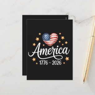 Pretty Flag Heart 1776-2026 July 4th 250th Holiday Postcard