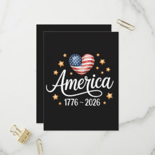 Pretty Flag Heart 1776-2026 July 4th 250th Invitation Postcard