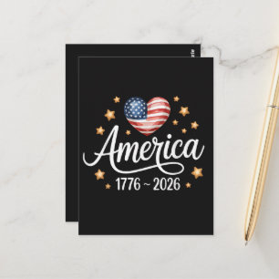 Pretty Flag Heart 1776-2026 July 4th 250th Postcard