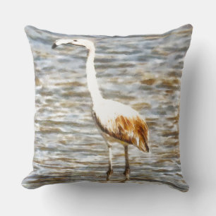 Pretty Flamingo Fledgling Watercolor Throw Pillow