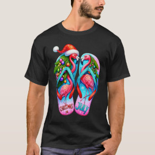 Pretty Flamingo Flip Flops Tropical Summer Christm T-Shirt