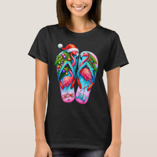 Pretty Flamingo Flip Flops Tropical Summer Christm T-Shirt