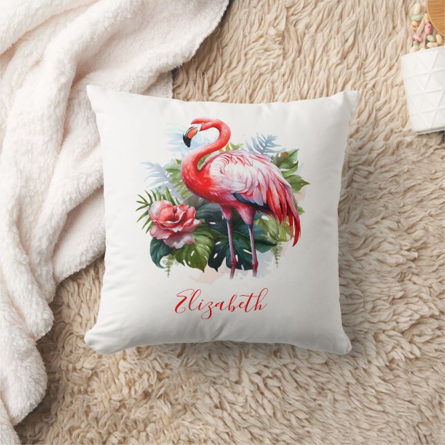 Pretty Flamingo  Throw Pillow (Blanket)