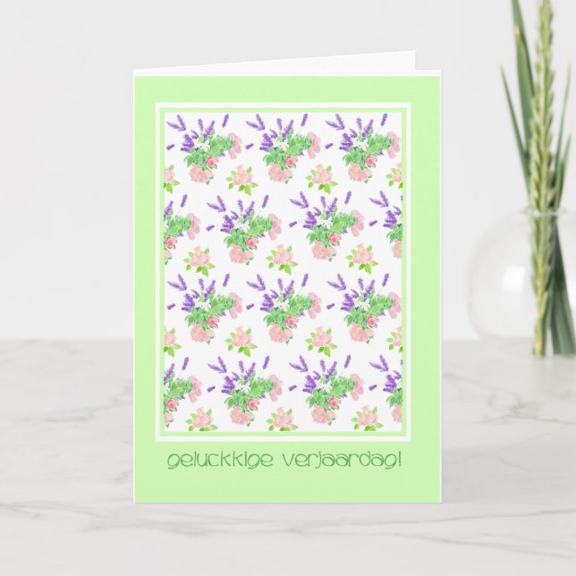 Pretty Flemish Language Greeting Birthday Card (Front)
