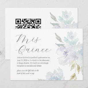 Pretty Floral 15th Birthday Quinceañera QR Code Invitation