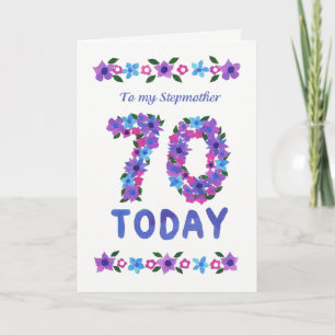 Pretty Floral 70th Birthday, for Stepmother Card